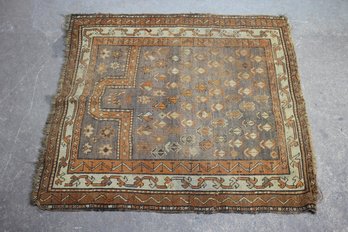 Vintage Handwoven Kilim Rug  44' X 39.5'  Geometric Tribal Motif