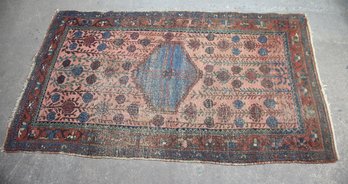Vintage Handwoven Persian Rug  40.5' X 71'  Blue Medallion Design