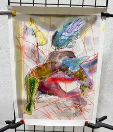 Large Abstract Figurative Art Poster  Expressionist Modern Style  32.5 X 23.5