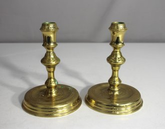 Pair Of Vintage Brass Candlesticks  6' Tall Classic Design