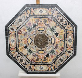 Black Marble Inlaid Table Top  36 X 36 Octagonal Pietra Dura Mosaic   Table Top