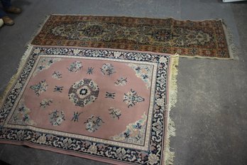 Set Of Two Elegant Handwoven Rugs - Vintage Chinese Floral And Persian Runner
