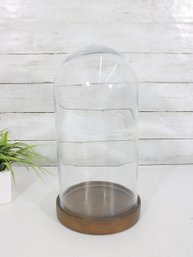 Large Glass Cloche Display Dome W/ Wooden Base 15' Tall X 7.5' Round