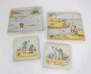 Antique-Style Hand Painted Ceramic Tiles  Dutch Motif Figures & Landscapes  5' & 8'