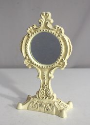 Vintage 9.5' Cast Iron Vanity Mirror  Ornate Cream Finish