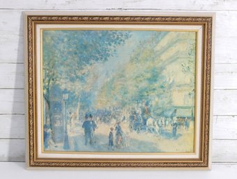 Impressionist Street Scene Art Print  Parisian Boulevard  Ornate Frame  20.5' X 24'