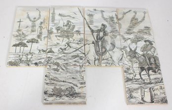 Castelln 4' X 4' Hand-Painted Ceramic Tiles  Don Quixote Scene  Set-10pcs