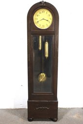Antique German Grandfather Clock By A.H. Volckmer - Elegant Wood Case