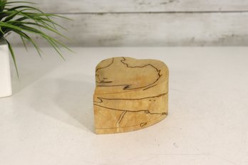 Handcrafted Spalted Maple Heart Box  3'H Wooden Keepsake Or Jewelry Box
