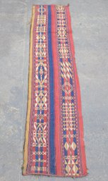 Vintage Handwoven Tribal Style Textile Runner  Geometric Pattern, Narrow Accent Rug, 6' X 1'5'