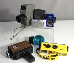 Vintage And Modern Camera Lot  Group Of Film, Digital, And Underwater Cameras