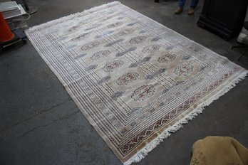 Vintage Hand-woven Bokhara Wool Rug - Geometric Medallion Design