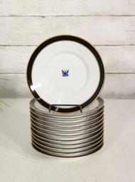 Set Of 10 Chase Japan Butterfly Space Porcelain Plates  Black & Gold Trim  5.5' Round