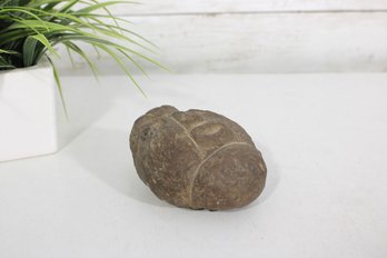 Primitive Carved Stone Head Sculpture 4.5' Folk Art Tribal Style Figure