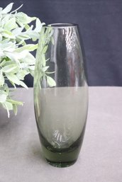 Holmegaard Per Lutken Hellas Smoke Torpedo Vase, Etch Signed On Bottom