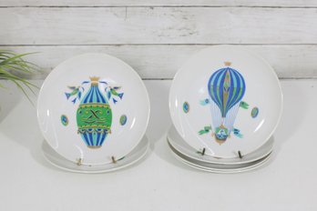 Georges Briard Fancy Free Hot Air Balloon Snack Plates Set Mid Century Modern 7'