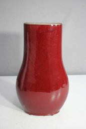 Glossy Red Ceramic Vase With Rounded Silhouette  14' Height