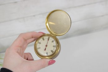 Vintage Napoleon Bonaparte Dial Thermometer In Brass Case  Hinged Pocket Style Collectible
