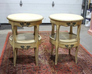 Pair Of Vintage, Antique French Provincial Two Tier Accent Tables