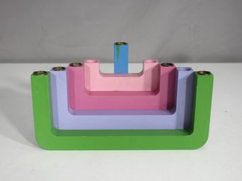 Limited Edition Modern Menorah By J. Green  Signed 17/300  Color Block Design