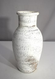 Rustic Whitewashed Ceramic Vase With Distressed Finish  11' Height