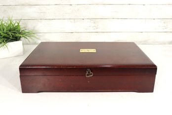 Vintage Mahogany Silverware Flatware Storage Chest  Monogram S  4' X 18' X 12'