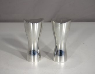 Nambe Studio 6088 Salt And Pepper Shakers  Mid-Century Modern Cast Alloy