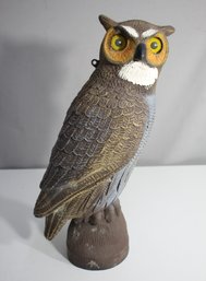 17.5' Tall Realistic Owl Decoy  Garden Or Home Decor With Striking Detail