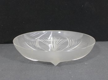 Verlys Papyrus Frosted Art Glass Bowl 12' Round French Crystal Centerpiece 3' Tall