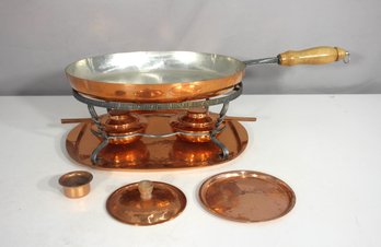 Vintage Copper & Brass Chafing Dish Set With Stand & Burner  Elegant Cookware