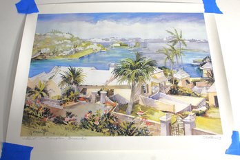 'Waterlot, Southampton, Bermuda' By Carole Holding  Unframed Watercolor Print-14' X 18'