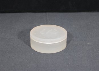 R. Lalique Trois Figurines DOrsay Frosted Glass Round Box 3.75' Dancing Nudes