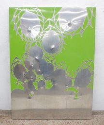 Large Contemporary Metal Wall Art Panel  Green & Brushed Aluminum  59' X 43.5'