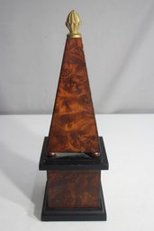 Vintage Wooden Obelisk With Brass Finial