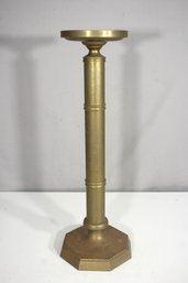 Vintage 23H Brass Candle Holder  Tall Octagonal Base Candlestick