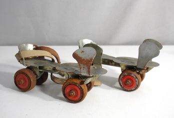 Vintage Adjustable Metal Roller Skates With Leather Straps  Retro Charm