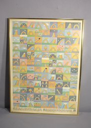 'Rainbow Mosaic' - Vintage Pastel Framed Art Print