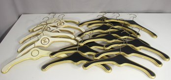 Lot Of 14 Vintage Luxury Hotel-Style Hangers  Black & White With Gold Trim