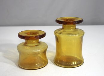 Vintage Dansk Designs Amber Glass Ink Well Candleholder Set Of 2  Jens Quistgaard