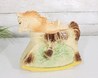 Vintage McCoy Rocking Horse Cookie Jar 10' Pottery Figural Kitchen Decor