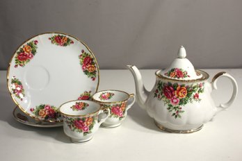 Vintage English Garden Fine China Robinson Design Group Rose 1989 5 PC Set Japan