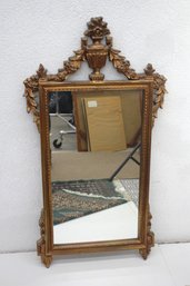 Vintage Gold Gilt Wall Mirror With Floral And Urn Motif
