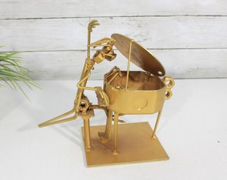 Vintage Metal Musician Sculpture Playing Piano   Welded Tool Art  8' Tall