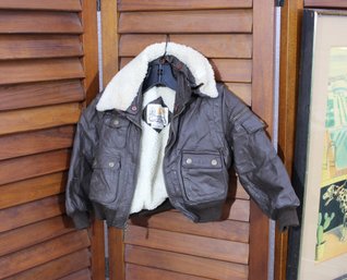 London Fog Kids Brown Aviator-Style Jacket W/ Faux Shearling Lining  Size 5