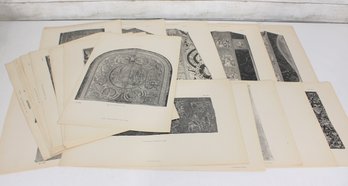 Large Collection Antique Architectural & Ecclesiastical Engravings  Ornamental Textile & Vestment Studies