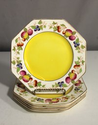 Set Of 5 Vintage Regal Ware Octagonal Fruit-Patterned Plates  Made In England