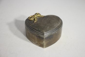 Vintage Heart-Shaped Silver Jewelry Box - 2'H