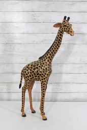Handcrafted Giraffe Sculpture  27.5' Tall  Carved Safari Animal Decor Figure