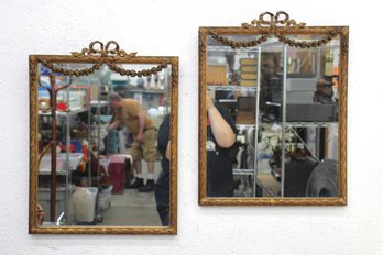 Pair Of Ornate Brass-Framed Mirrors