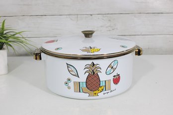 Vintage Georges Briard Ambrosia Enamel Dutch Oven Pot 10' MCM Pineapple Cookware